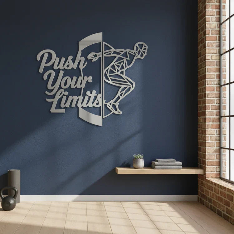 "Push Your Limits" Acrylic Wall Art – Geometric Athlete Decor