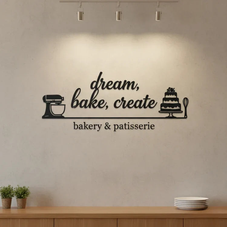 3D Acrylic Bakery Wall Art | Dream Bake Create Cafe Decor