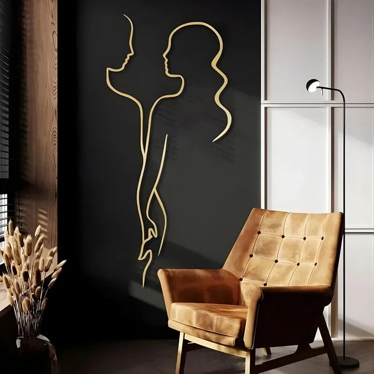 Abstract Couple Line Art Acrylic Wall Decor – Minimalist Silhouette