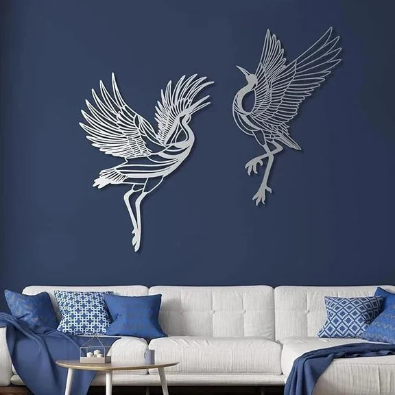 Flying Crane Acrylic Wall Art Set – Modern Bird Silhouette Decor