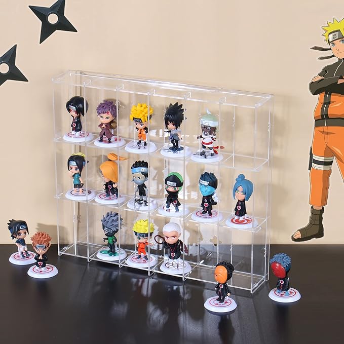 2 Pack Acrylic Display Case, 18 Compartments Clear Showcase Organizer, 6 Tiers Matchbox