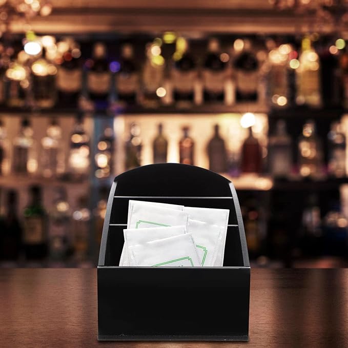 Coffee Station Organizer Tea Storage Box, Made of Acrylic with 3 Compartments, Hotel Tea