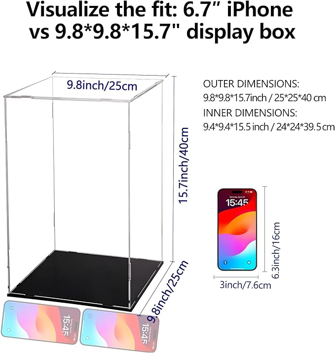 Display Case for Collectibles Assemble Clear Acrylic Box Alternative Glass Case for