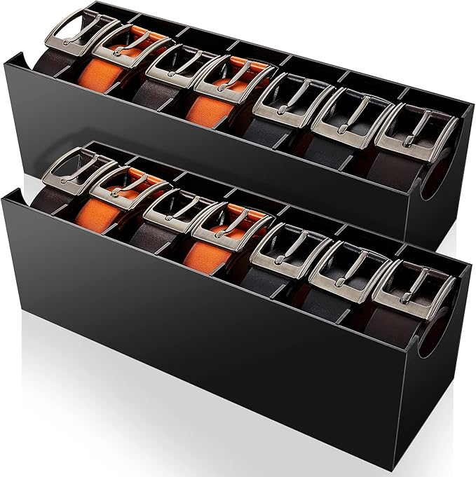 2 Pcs Belt Organizer Acrylic Belt Storage Holder 7 Compartments Christmas Display Case