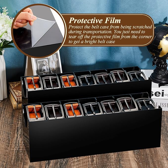 2 Pcs Belt Organizer Acrylic Belt Storage Holder 7 Compartments Christmas Display Case