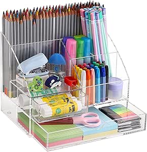 Acrylic Desk Supply Organizer with Drawers