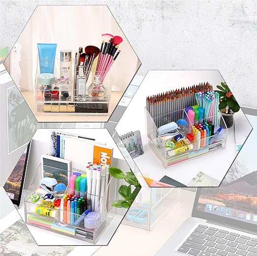 Acrylic Desk Supply Organizer with Drawers