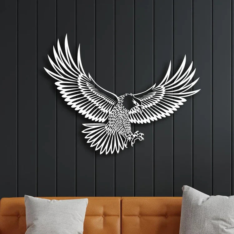 Majestic Acrylic Flying Eagle Wall Art Silhouette – Detailed Feather Design