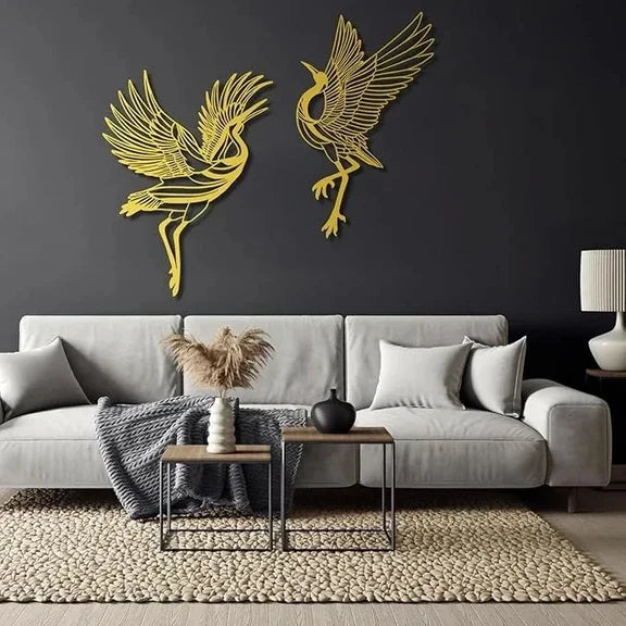 Flying Crane Acrylic Wall Art Set – Modern Bird Silhouette Decor