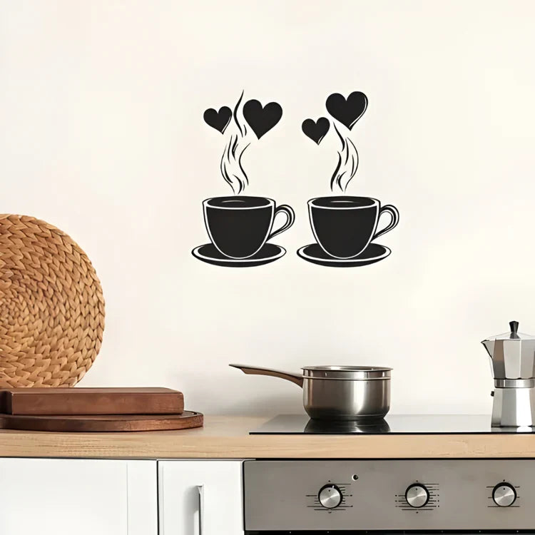 Coffee With Hearts & Love Acrylic Wall Decal