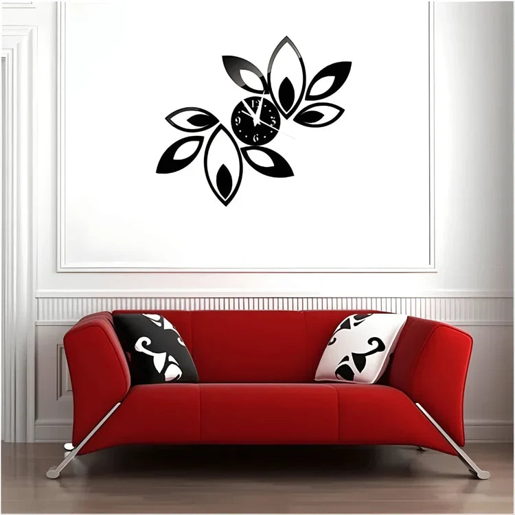 Abstract Acrylic Wall Clock | Decorative 3D Floral Design