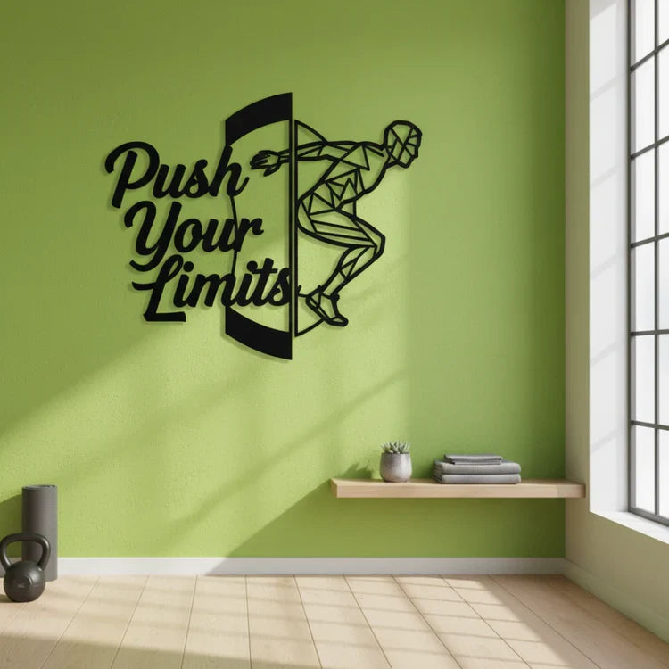 "Push Your Limits" Acrylic Wall Art – Geometric Athlete Decor