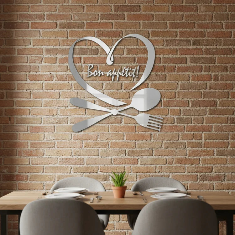 Spoon & Fork with Heart Acrylic Wall Decal