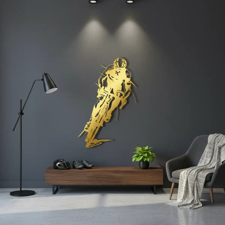 Dynamic Acrylic Road Cyclist Wall Art Silhouette – Abstract Racing Design