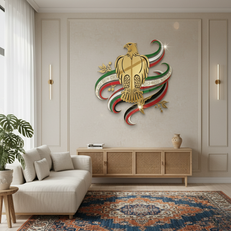Majestic UAE Falcon & Flag Acrylic Wall Art