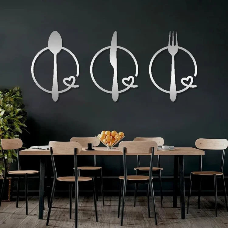 Spoon Knife Fork Heart Acrylic Wall Decal