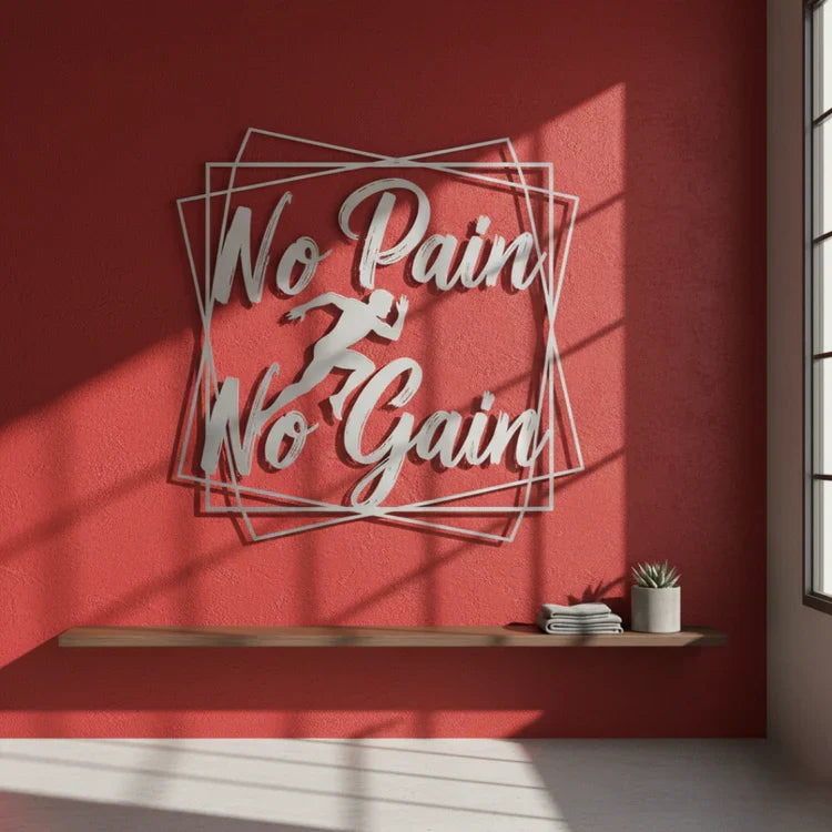 "No Pain No Gain" Acrylic Wall Art – Fitness & Motivation Decor