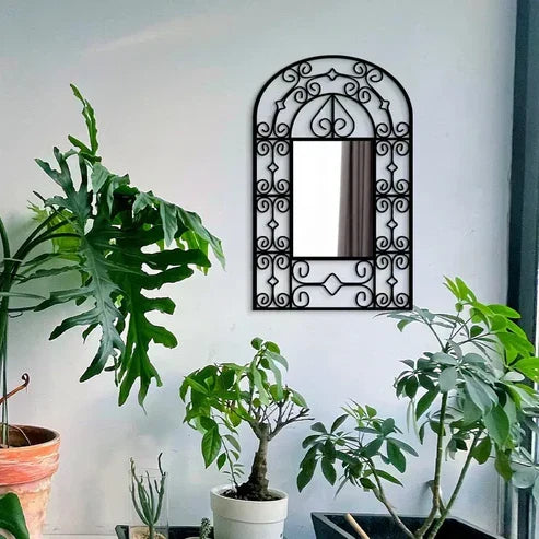 Black Acrylic Wall Mirror with Ornate Frame