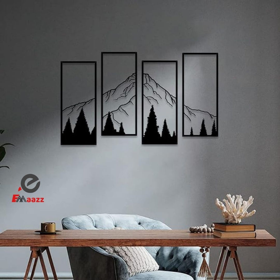 Mountain and Forest Wall Frame | 4 Pcs | Acrylic Wall Art