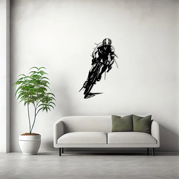 Dynamic Acrylic Road Cyclist Wall Art Silhouette – Abstract Racing Design