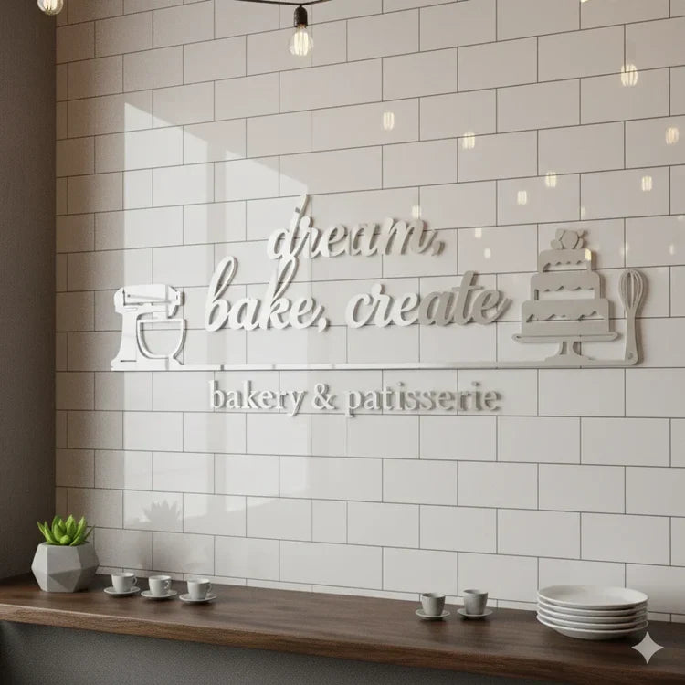 3D Acrylic Bakery Wall Art | Dream Bake Create Cafe Decor