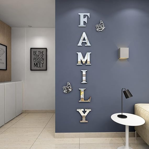 Family Sign Acrylic Mirror – Modern Home Decoration