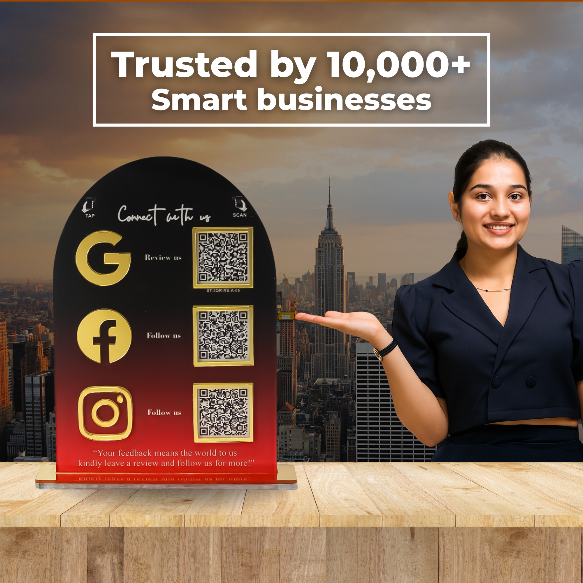 3 QR Round Shape Vertical Standee