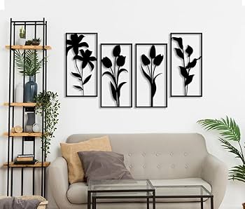 Flower Acrylic 4 piece Wall Decor Set,Acrylic Flower Wall Art, Vertical Acrylic Wall