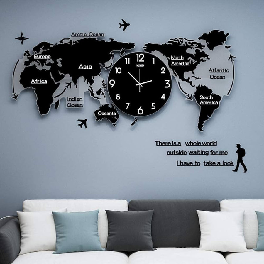 Acrylic 3D World Map Clock | Wall Decoration – Ideal Home & Office Decor