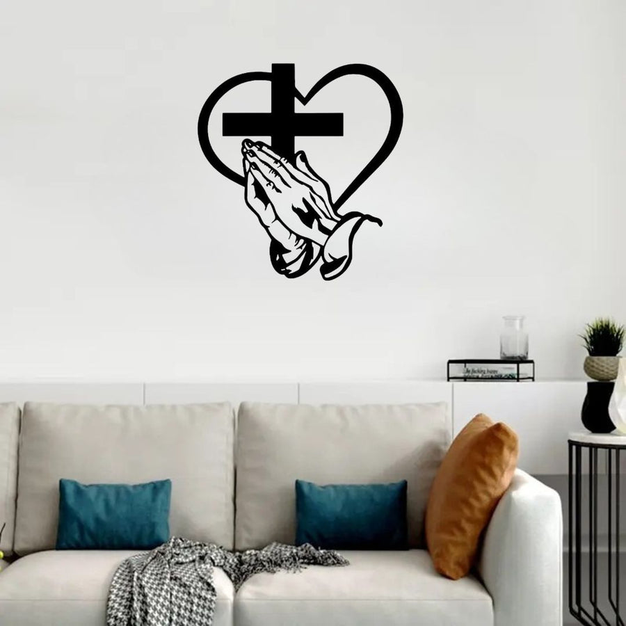 Jesus Cross, Praying Hand With Heart – Christmas & Baptism – For Church or Home