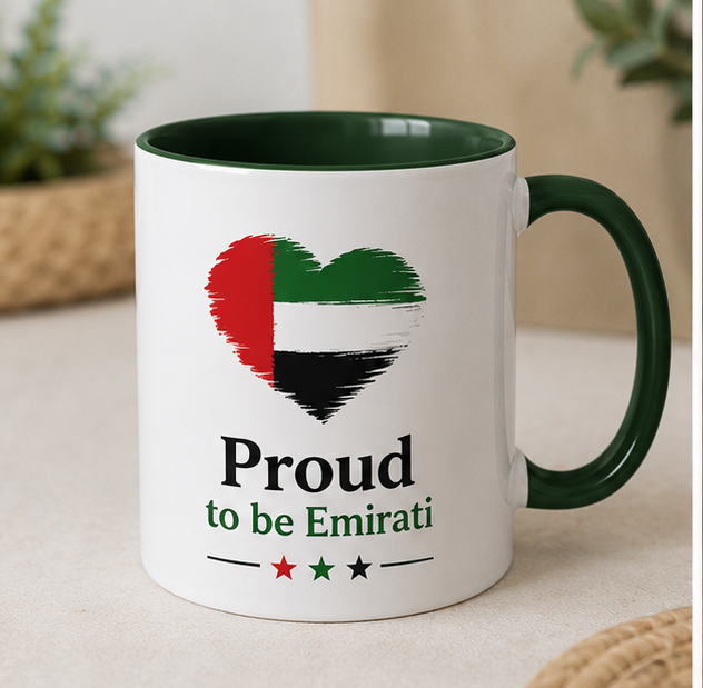 Premium Proud to Be Emirati Mug – Heart Artwork Design