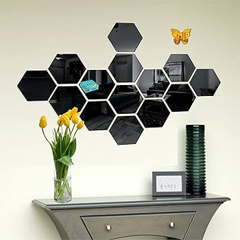 Hexagon Style Acrylic Mirror – Modern Home Decoration [13 pieces]