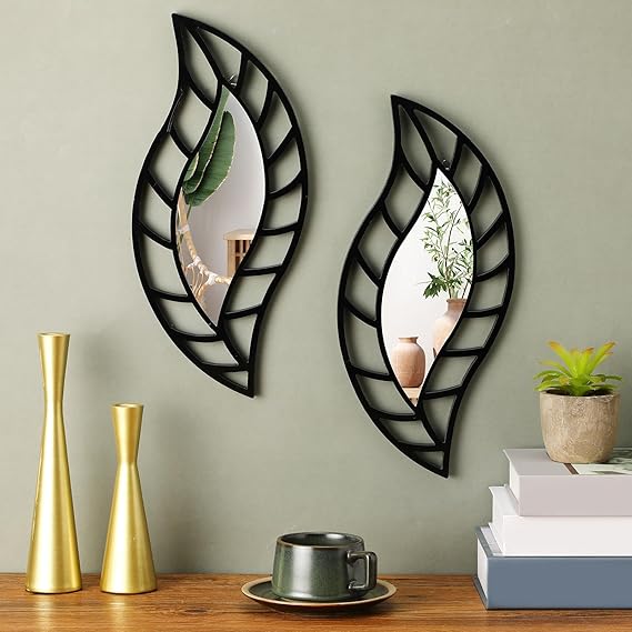 Mounted Art Leaf Wall Decor Mirror – Acrylic Wall Mirror – Mirror