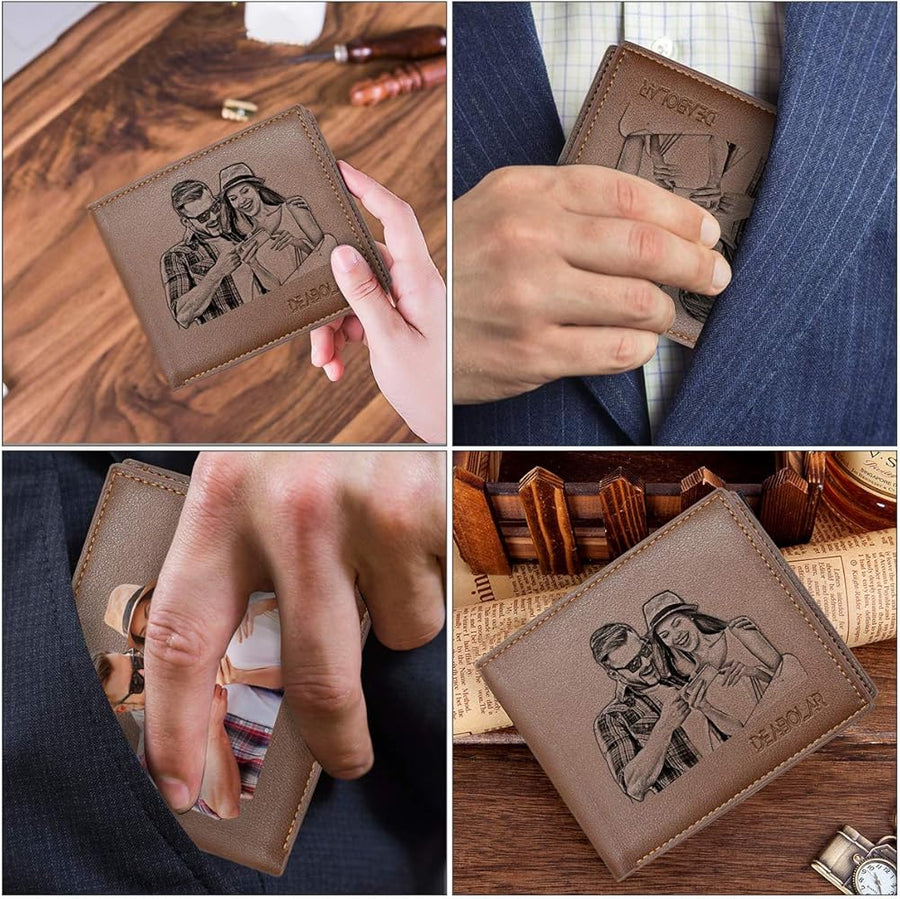 Personalized Men’s Photo Wallet – Engraved Wallet Gift for Him