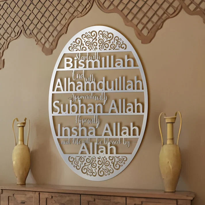 Start with Bismillah End with Alhamdulillah Wall Art