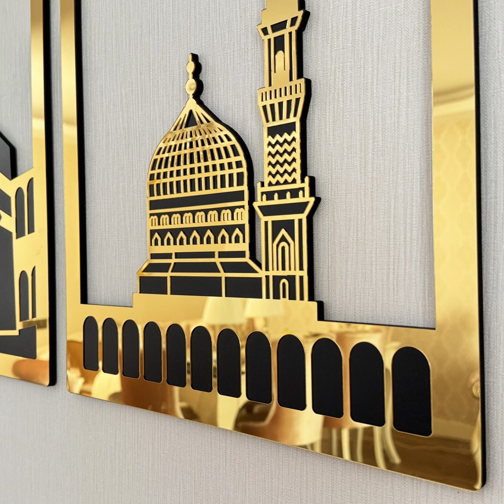 Masjid Al-Haram Islamic Wall Art Kaaba Masjid An-Nabawi Masjid Al Aqsa - Acrylic Wood Wall Art
