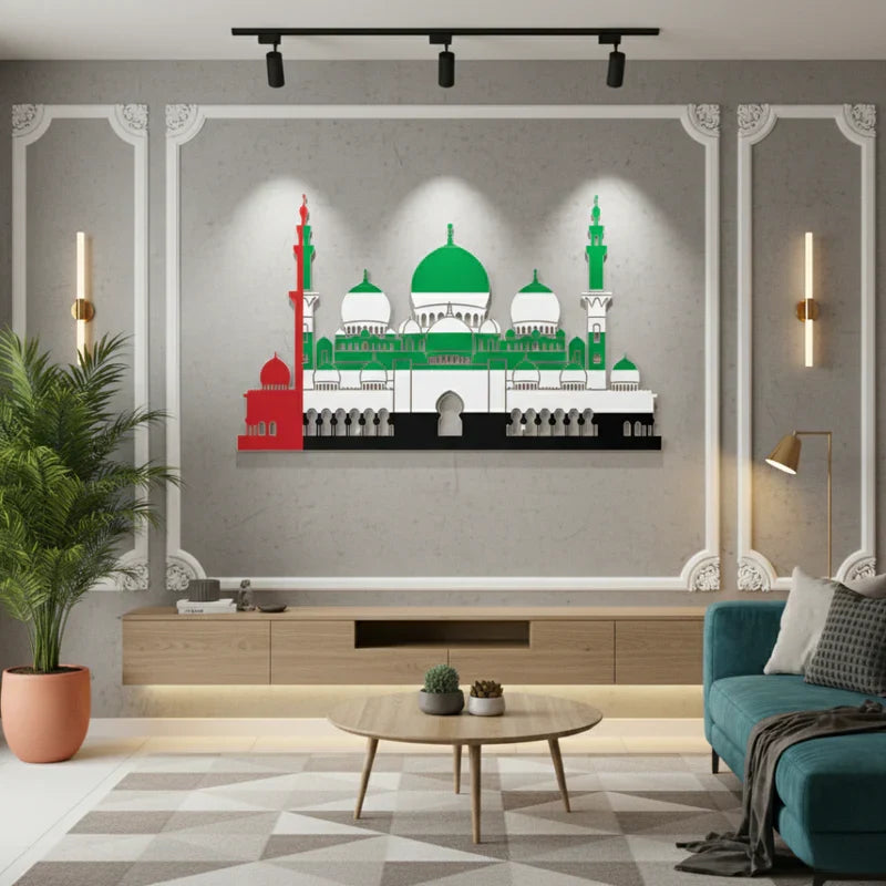 Grand UAE Mosque Silhouette Acrylic Wall Art