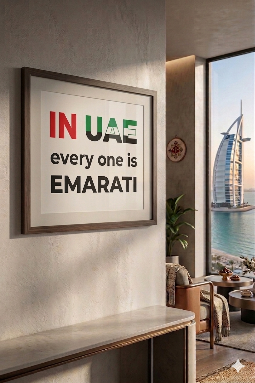 In UAE Everyone is Emarati" – Luxury Statement Wall Frame