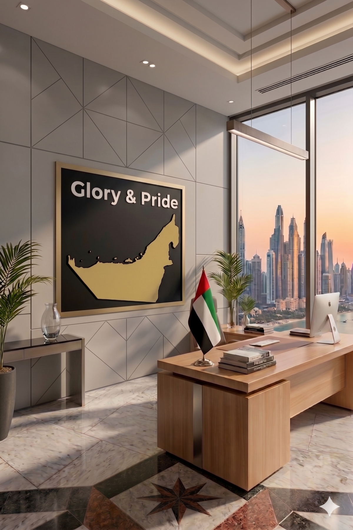 UAE Glory & Pride – 3D Golden Map Executive Wall Art