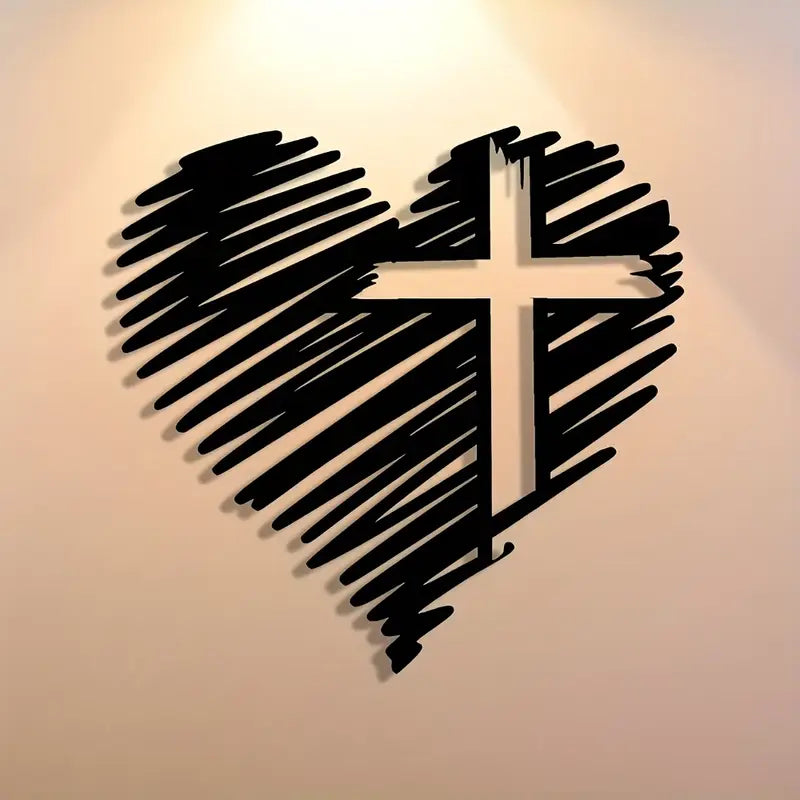 Heart With Jesus Cross – Christian Home Decal – Christmas Decoration