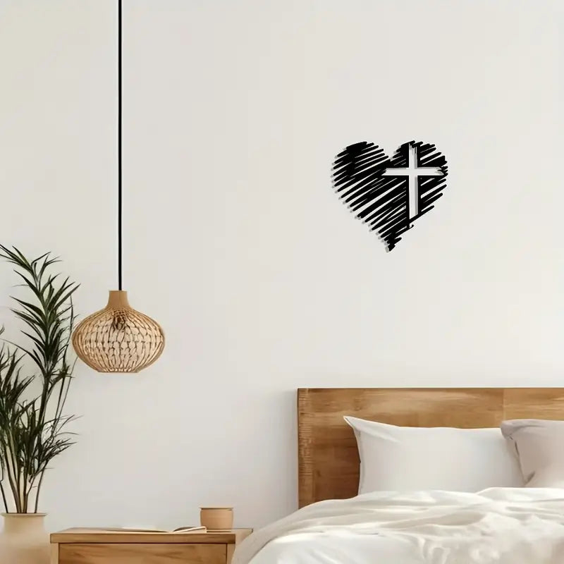 Heart With Jesus Cross – Christian Home Decal – Christmas Decoration