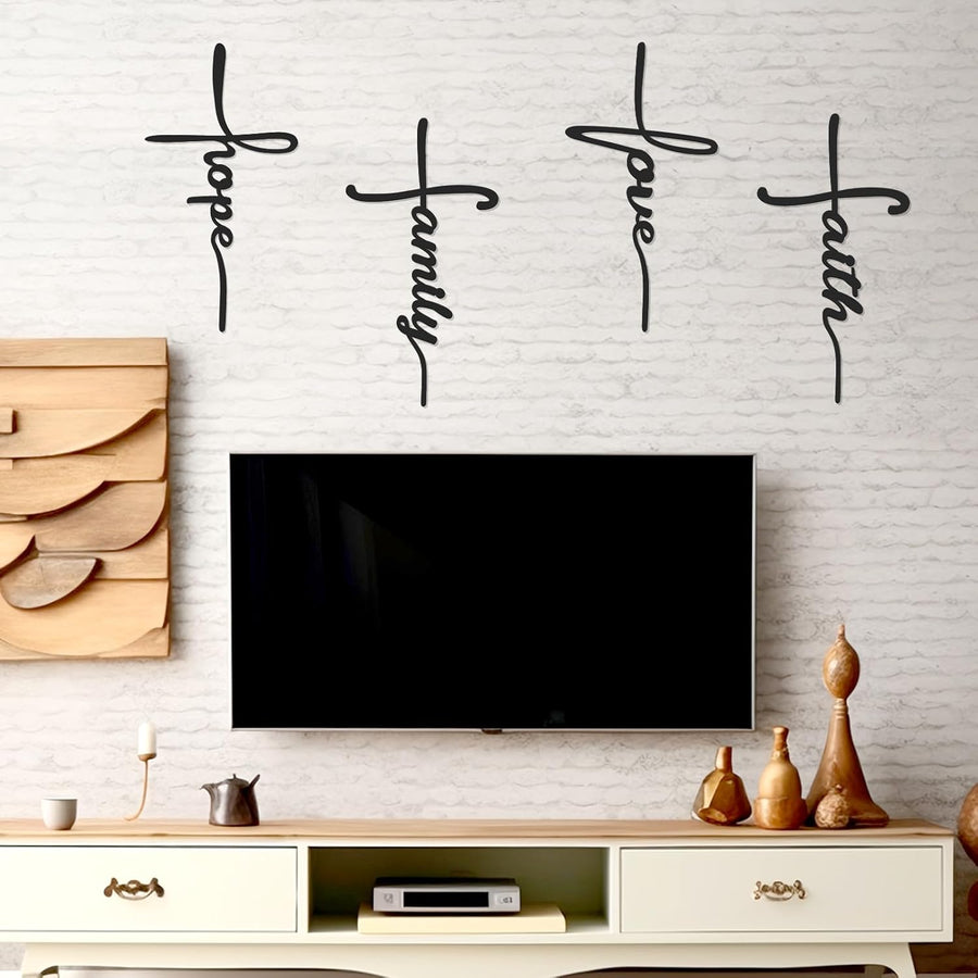 Love, Faith, Family, Hope in Cross Style – Christmas Wall Decor