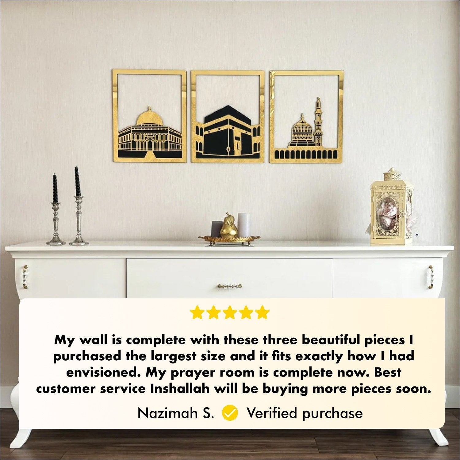 Masjid Al-Haram Islamic Wall Art Kaaba Masjid An-Nabawi Masjid Al Aqsa - Acrylic Wood Wall Art