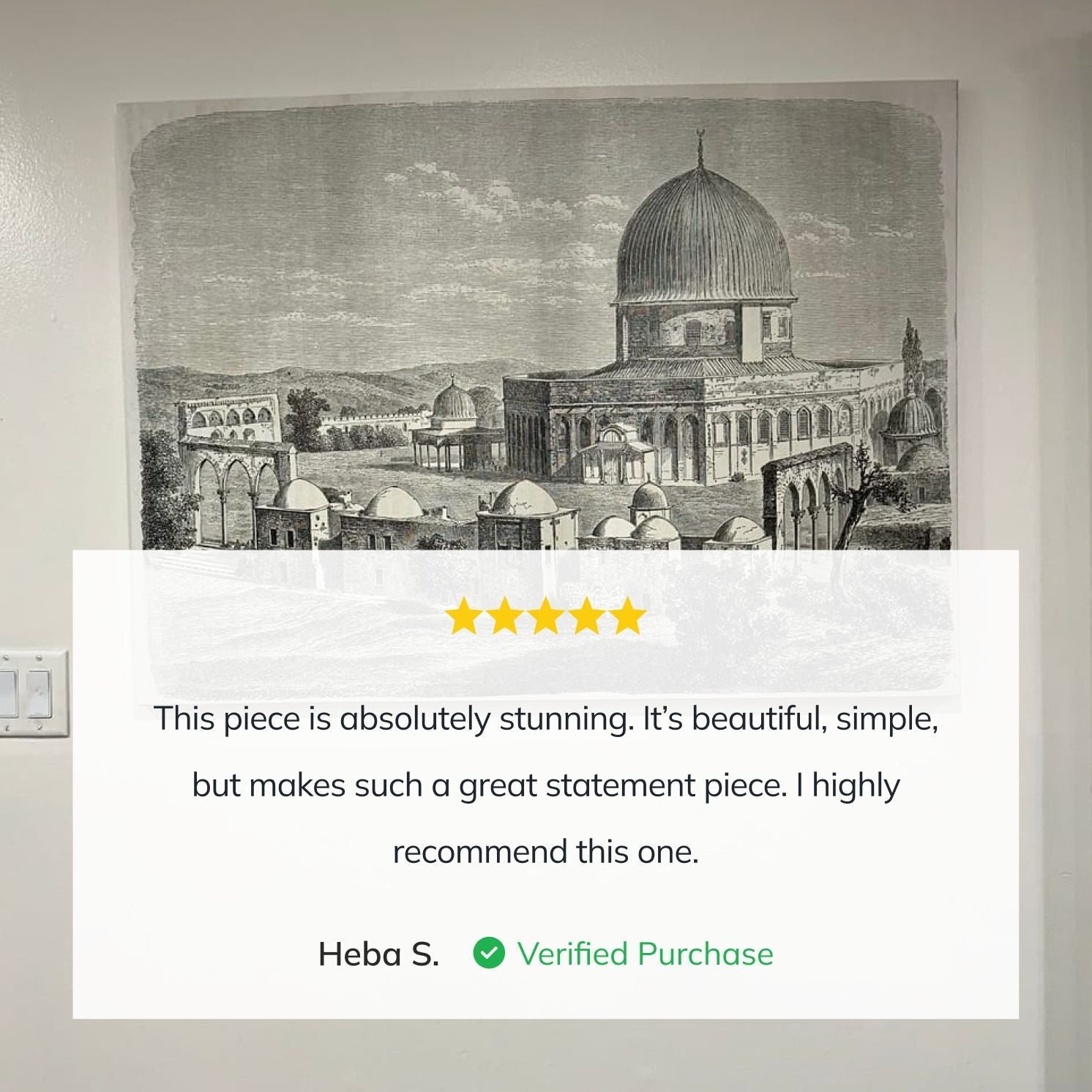Islamic Canvas Wall Art - Masjid Al Aqsa Historical Sketch Dome of the Rock