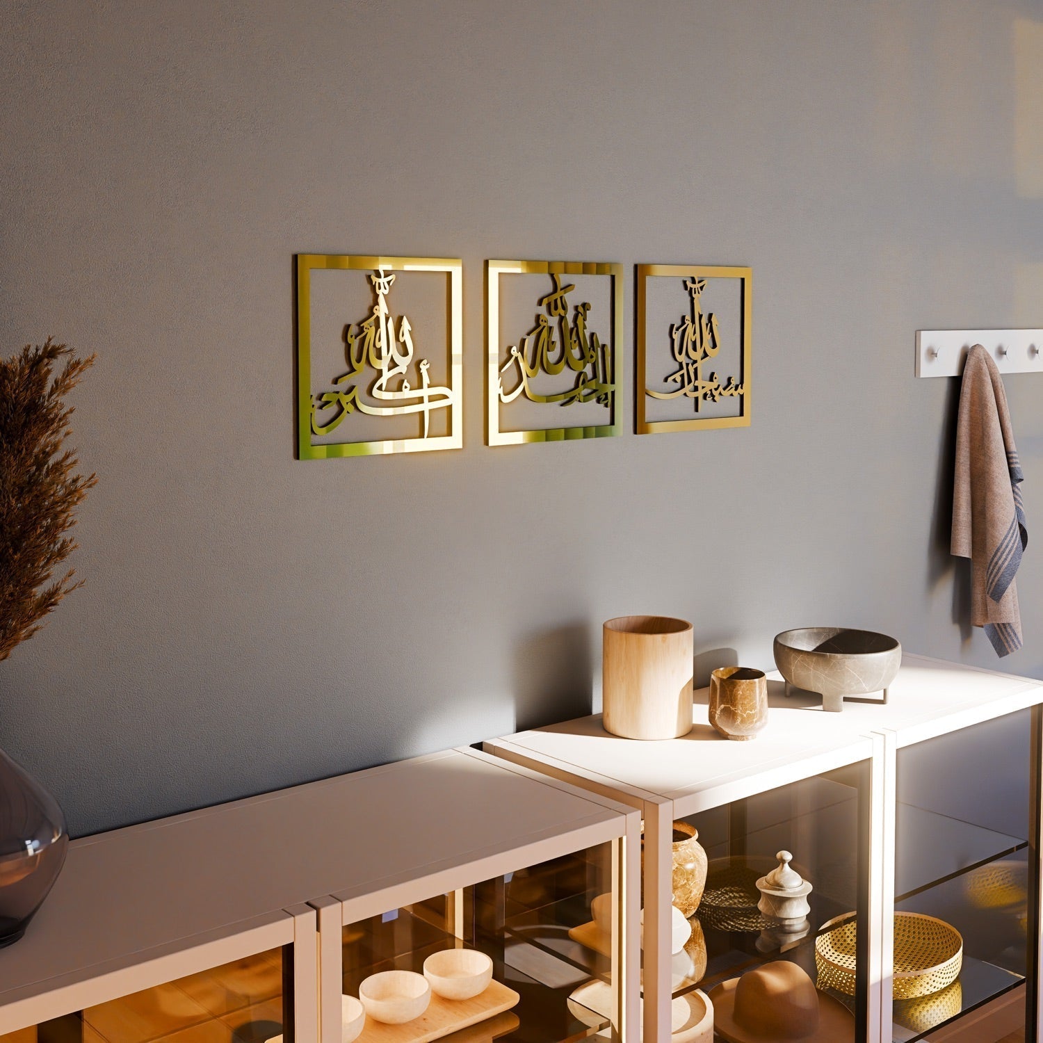 Subhanallah Alhamdulillah AllahuAkbar Acrylic Wooden Set Islamic Wall Art Decor