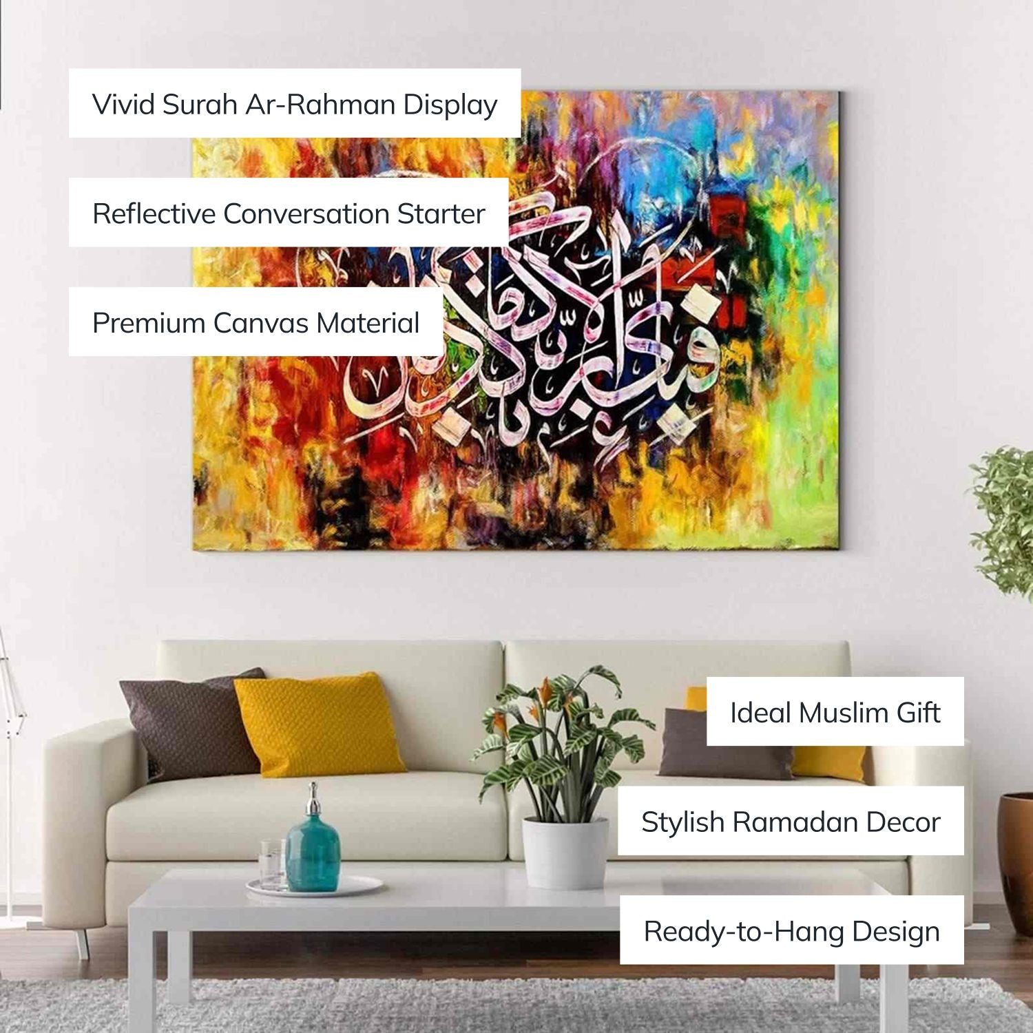 Surah Ar Rahman 13th Verse Canvas Painting - Islamic Wall Art