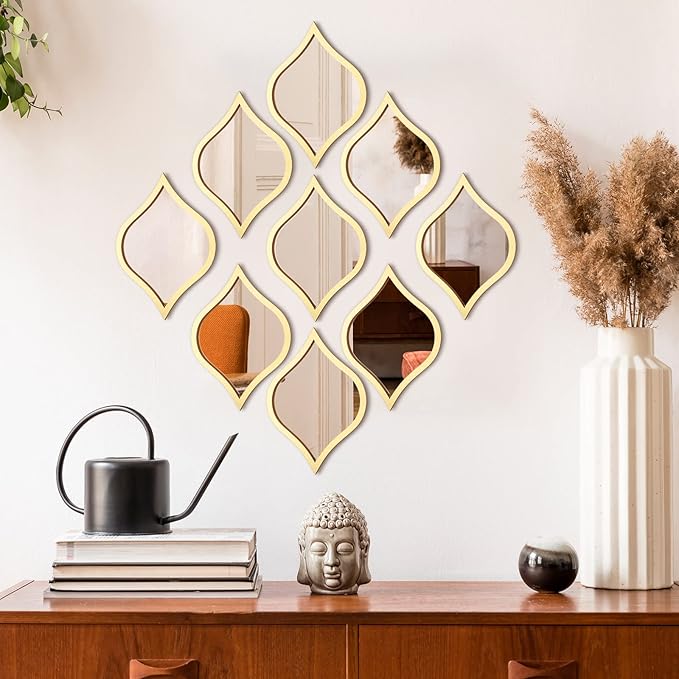 TeaDrop Design Mirror Wall | 9 pieces