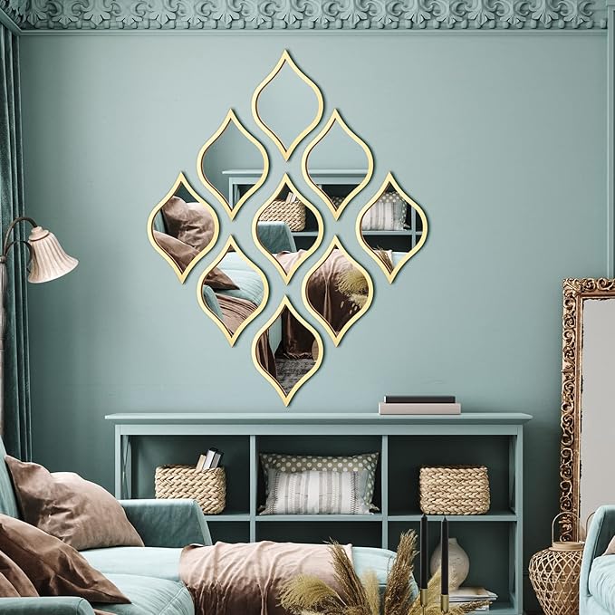 TeaDrop Design Mirror Wall | 9 pieces