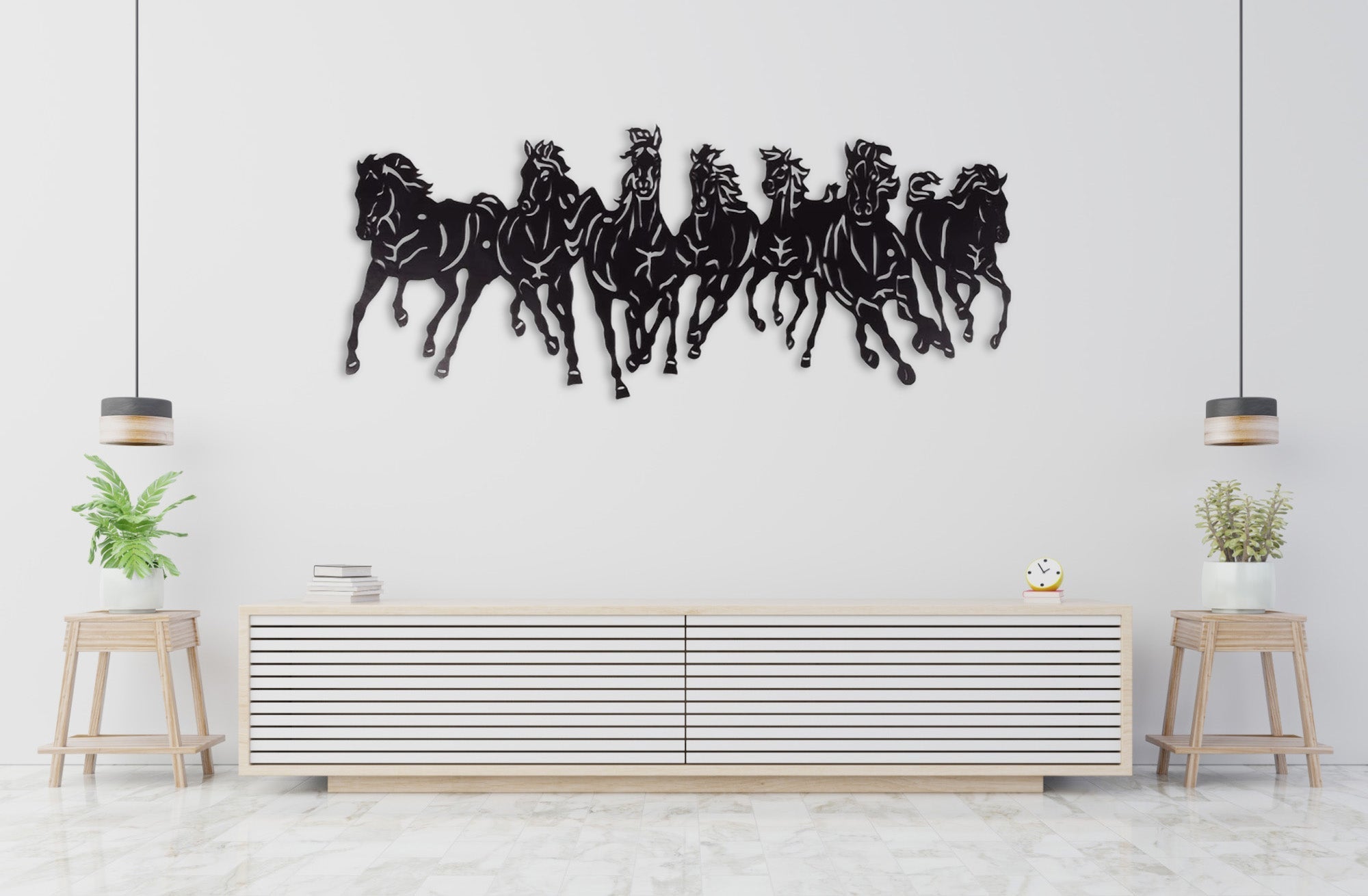 7 HORSE RUNNING METAL WALL ART