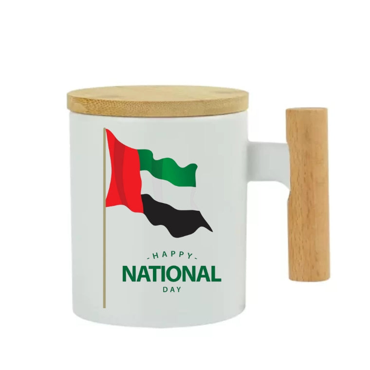Ceramic Coffee Mug with Bamboo Handle & Lid – Elegant, Eco-Friendly Drinkware